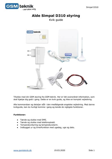 Alde SimPal D310 - Brugervejledning DK by GSM Teknik - Issuu