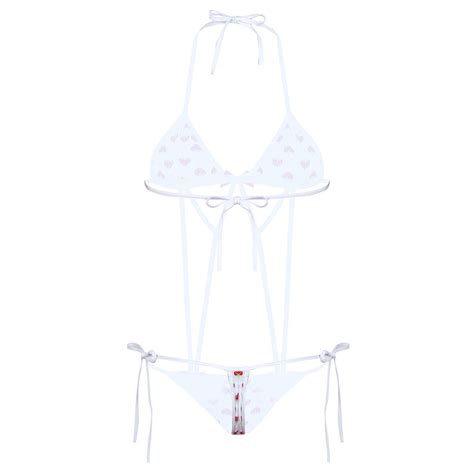 Women Self Tie Micro V String Bikini Set Mini Thong Lingerie Adjustable Swimwear EBay