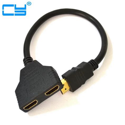 HDMI Male To Dual HDMI Female 1 to 2 Way Splitter Adapter Cable For ...