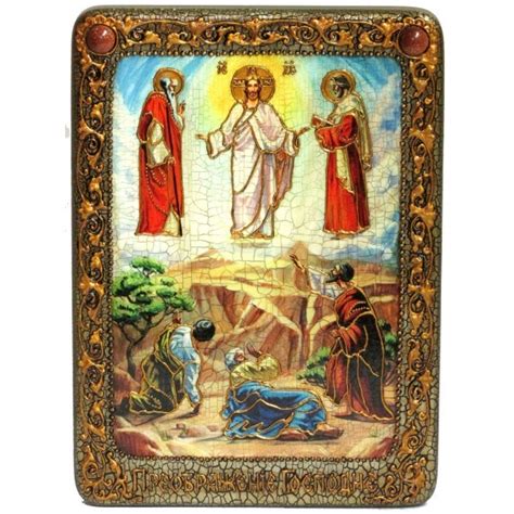 Икона Преображение Господне, ручной работы на мореном дубе