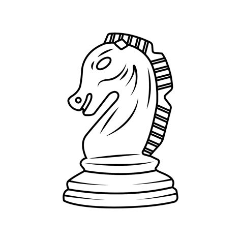 Chess Knight Outline Icon Illustration on White Background 5622818 ...