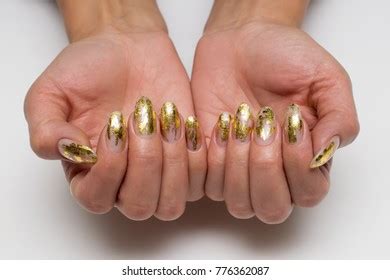 Nude Natural Manicure Blue White Streaks Stock Photo Shutterstock