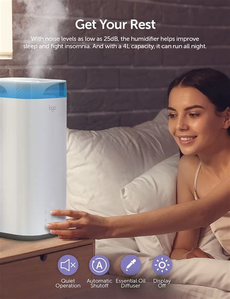 Lago Ultrasonic Cool Mist Humidifier 5l Premium Top Fill Humidifying Unit Whisper Quiet