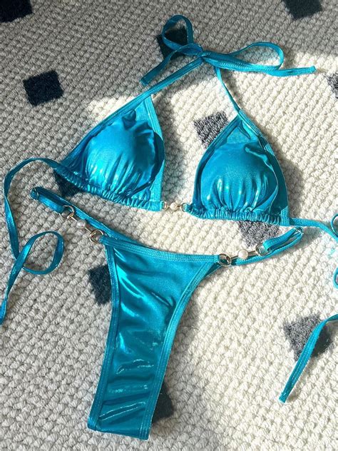 PU Leather Pearls Bikini Mini Micro Thong Bikinis Women Swimwear Female Swimsuit Two Piece