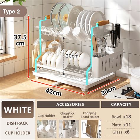 GSlife Free Installation 2Tiers Dish Rack Organizer Dish Drying