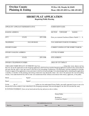 Fillable Online Short Plat Application Fax Email Print Pdffiller