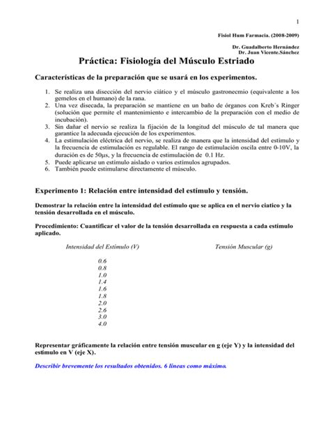 Pr Ctica Fisiolog A Del M Sculo Estriado