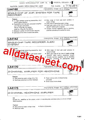 LA4162 Datasheet(PDF) - Sanyo Semicon Device