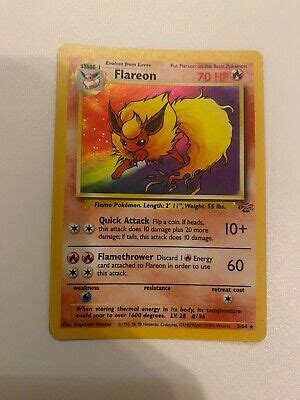 Pokemon Flareon Jungle Holo Unlimited Holo Rare Mp Ebay