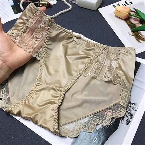 Soft Ice Silk Underwear Lightweight Satin Sexy Panties Lacy Panties Bow Lingerie Ruffle Panties
