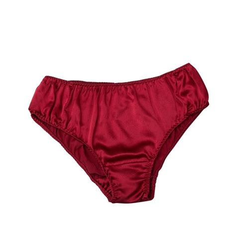 Pure Mulberry Silk Bikini Pantie Mid Waist In Ruby Soft Strokes Silk Wolf Badger