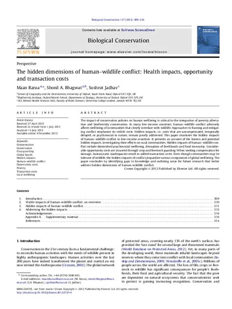 Pdf The Hidden Dimensions Of Humanwildlife Conflict Health Impacts