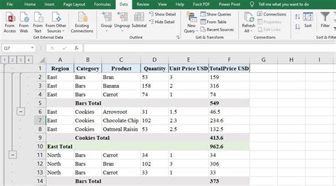 How To Group Rows And Columns With Outlines And Subtotals In Excel