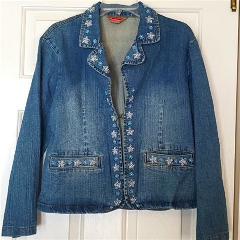 Gazoz Vintage Women Jean Jacket With Flower Details S Gem