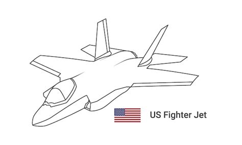 Premium Vector | US Fighter Jet Outline Vector Illustration