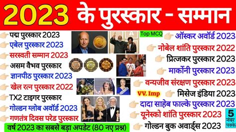 Awards and Honours 2023 परसकर एव सममन 2023 Puraskar aur