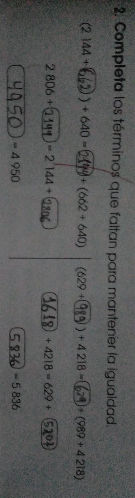 Completa Los T Rminos Que Faltan Para Mantener La Igualdadayuda