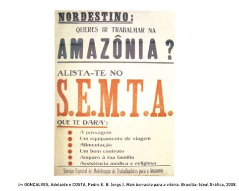 Semta: Serviço Especial De Mobilização De Trabalhadores Para A Amazônia - No governo Vargas, foi criado o Serviço Especial de Mobiliza...