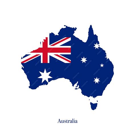 Bandeira Australiana No Mapa Da Austrália Isolada No Fundo Branco