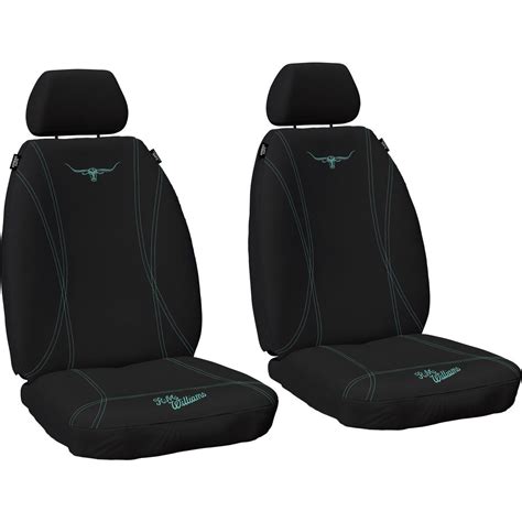 Rm Williams Front Car Seat Covers Neoprene Black Aqua Pair Nprmwrb