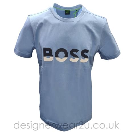 Hugo Boss Light Blue Logo T Shirt T Shirts From Designerwear2u Uk