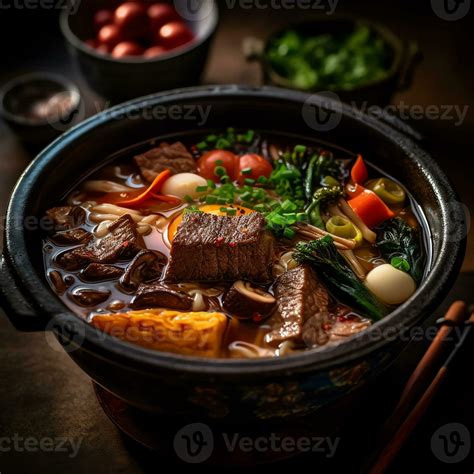 a Sukiyaki with blur background AI Generative 28822543 Stock Photo at ...