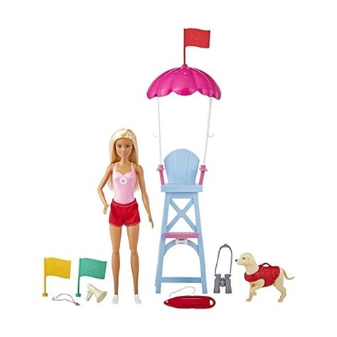 Barbie Métiers Coffret poupée Sauveteuse Blonde en Maillot de Bain