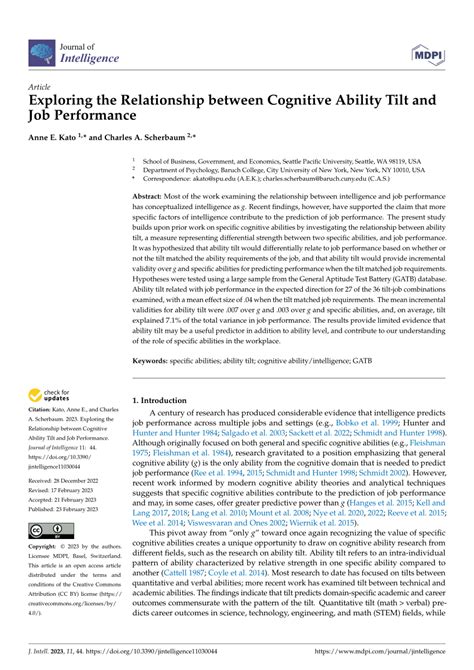 Pdf Exploring The Relationship Between Cognitive Ability Tilt And Job