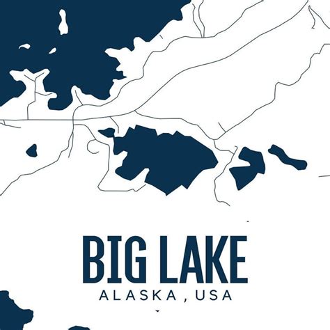 Big Lake Alaska Printable Map Big Lake Wall Art Alaska Map | Etsy