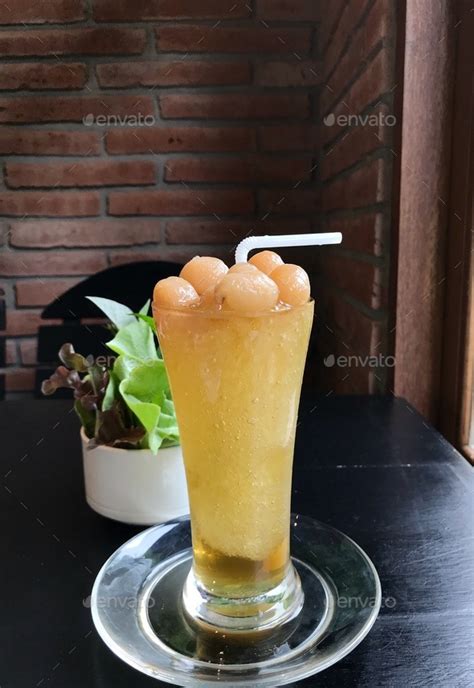 A Glass Of Iced Longan Juice A Popular Thai Drink In Summer Time