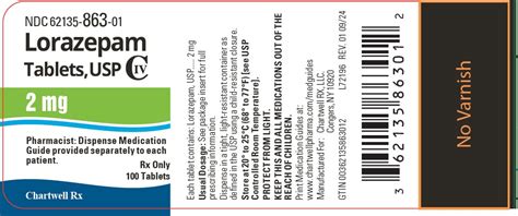 Lorazepam Tablets Usp 05 Mg 1 Mg And 2 Mg Civ Rx Only