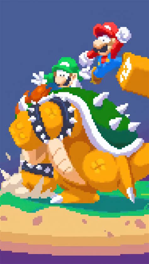 Mario Bros., Mario, Luigi, Bowser, Luigi, Bowser, Pixel Art HD Phone ...