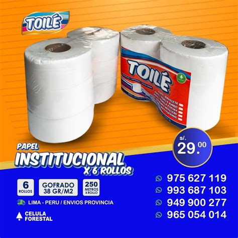 Papel Higienico Institucional X Mts Doble Hoja Celula Forestal