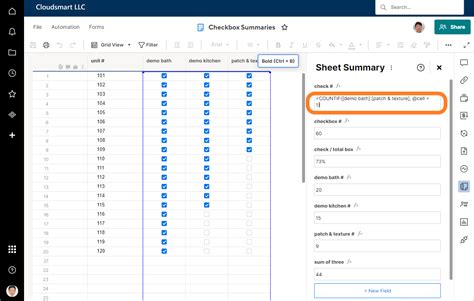 Checkbox Summaries Smartsheet Community