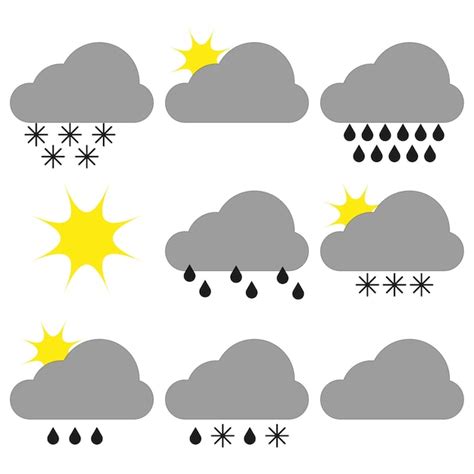 Weerpictogrammen Wolkenpictogrammen Vector Illustratie Eps Stock