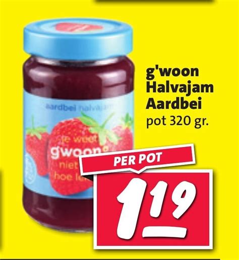 G Woon Halvajam Aardbei Pot Gr Aanbieding Bij Nettorama