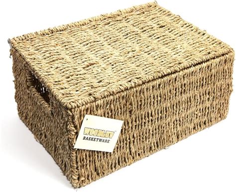 Woodluv Seagrass Storage Basket Box With Lid Largee01 100l Amazon