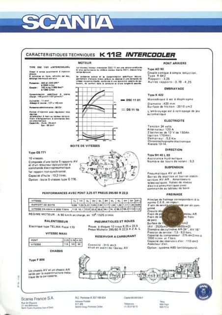 Scania Trucks Fiche Technique K Intercooler Eur Picclick Fr