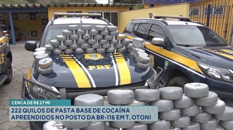 Cerca de R 27mi 222 quilos de pasta base de cocaína apreendidos no