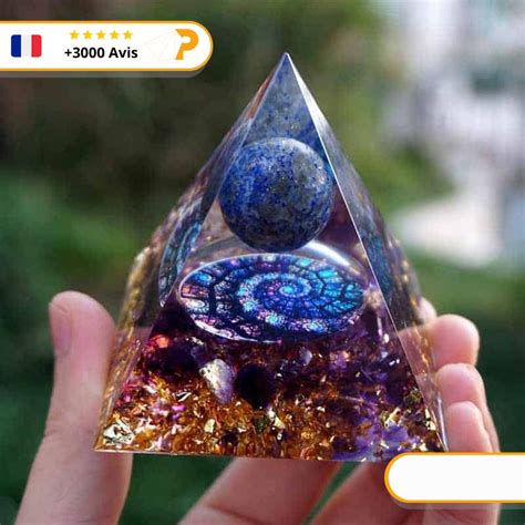 Pyramide Orgonite Lapis Lazuli Avec Spirale De Fibonacci Pyramide