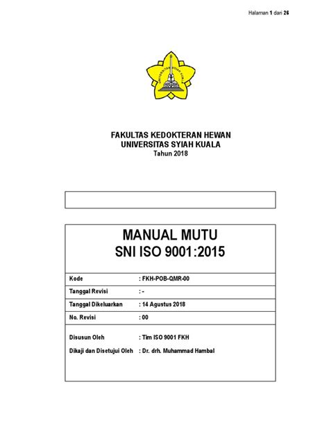 Manual Mutu Iso 9001 2015 Fkh Pdf