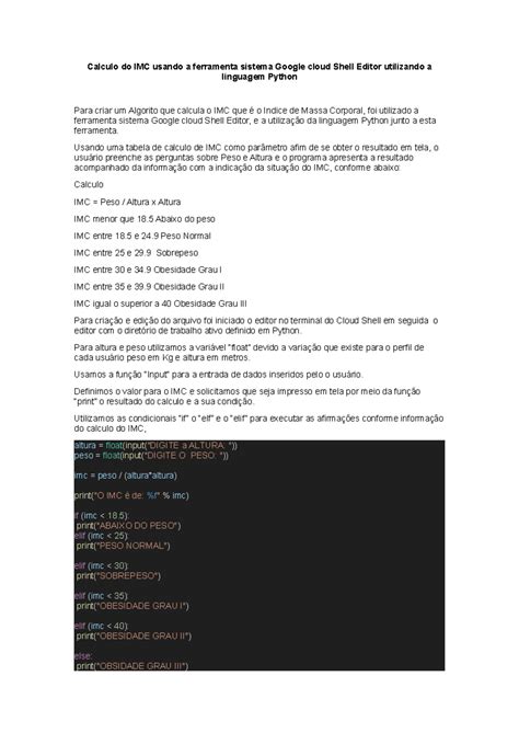 Calculo Do Imc Tutorial Calculo Do Imc Usando A Ferramenta Sistema
