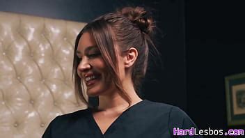 Teen Blonde Client Seduced By Her Busty Brunette Masseuse And Loves Deep Pussy Licking Ella