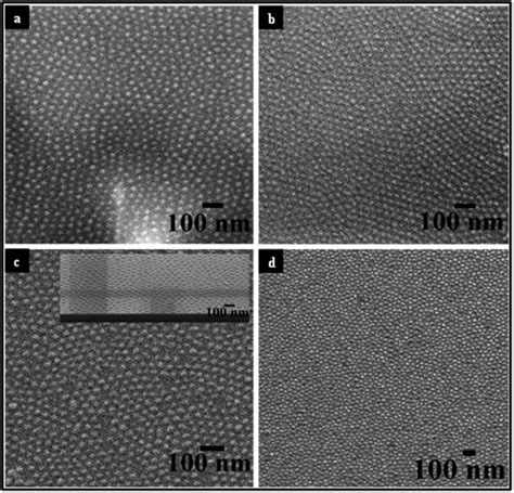 Top Down Sem Images Of Iron Oxide Nanodots Before A C And After