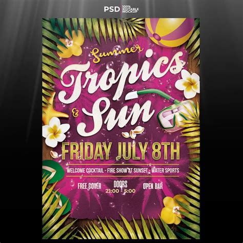 Premium Psd Psd Flyer Summer Tropical Sun