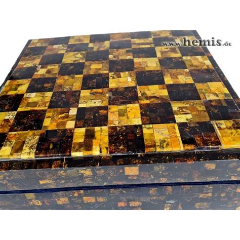 Amber Chess Set With 32 Hand Carved Chess Figures