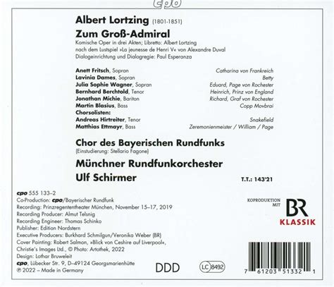 Albert Lortzing Zum Groß Admiral Oper in 3 Akten 2 CDs jpc