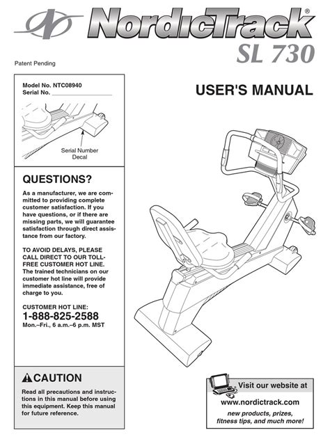 NORDICTRACK SL730 BIKE USER MANUAL Pdf Download | ManualsLib