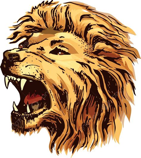 Sketch Color Vector Lion Head Profile Drawn Royal Vector Profile