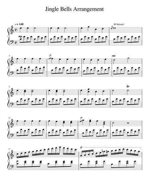 Jingle Bells Arrangement Sheet Music For Piano Solo